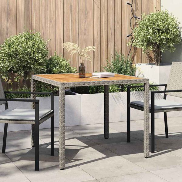 vidaXL Garden Table Grey 90 x 90 x 75 cm Poly Rattan