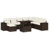 vidaXL 9 Piece Garden Sofa Set with Cushions Brown Poly Rattan