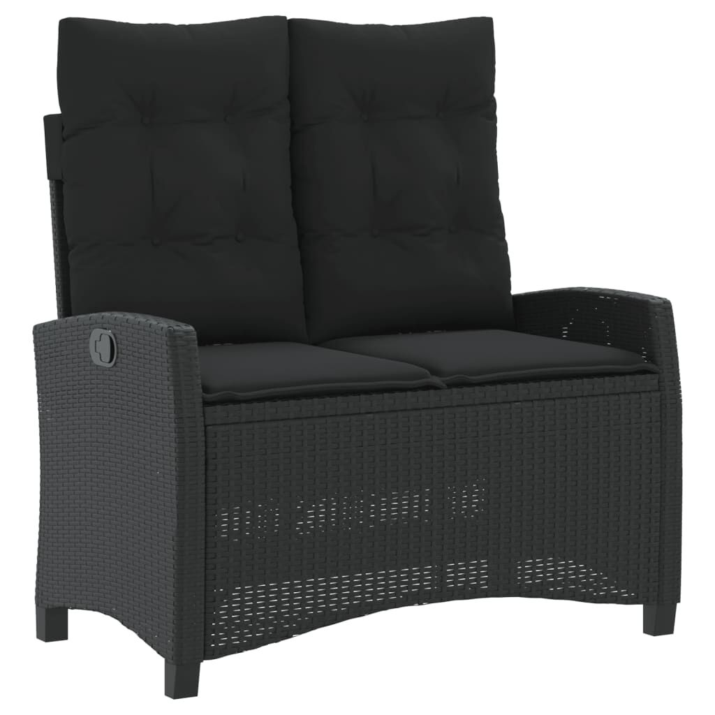 vidaXL 2 Piece Garden Dining Set with Cushions Black Poly Rattan