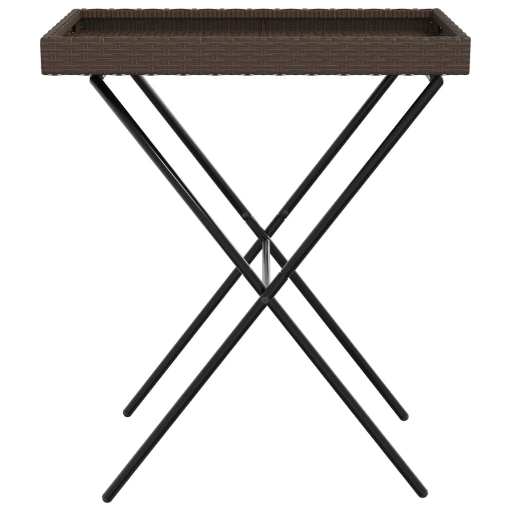 vidaXL Folding Tray Table Brown 65x40x75 cm Poly Rattan