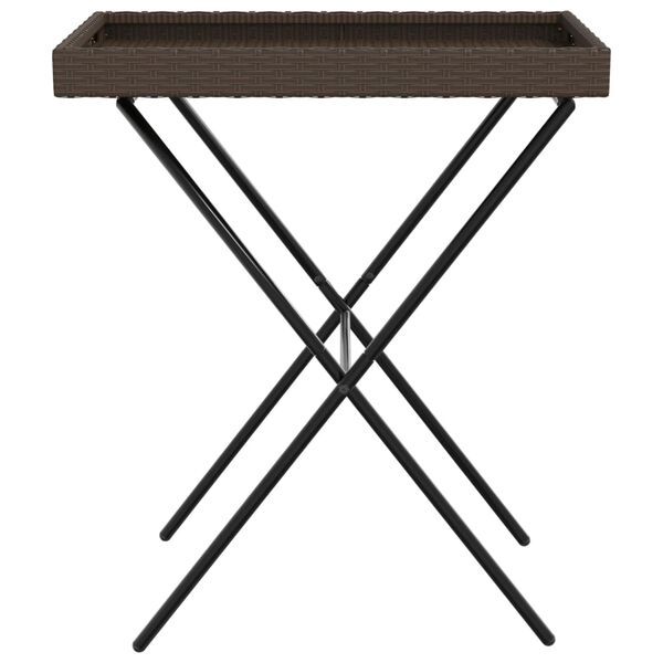 vidaXL Folding Tray Table Brown 65x40x75 cm Poly Rattan