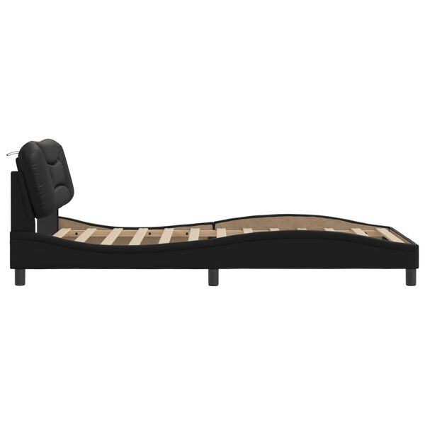vidaXL Bed Frame without Mattress "Hvar" Black 100x190 cm Faux Leather