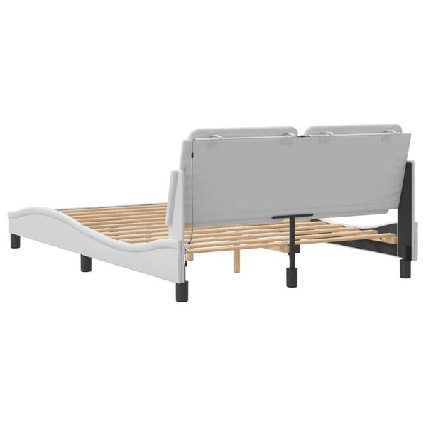 vidaXL Bed Frame with LED without Mattress "Zadar" White 137x190 cm