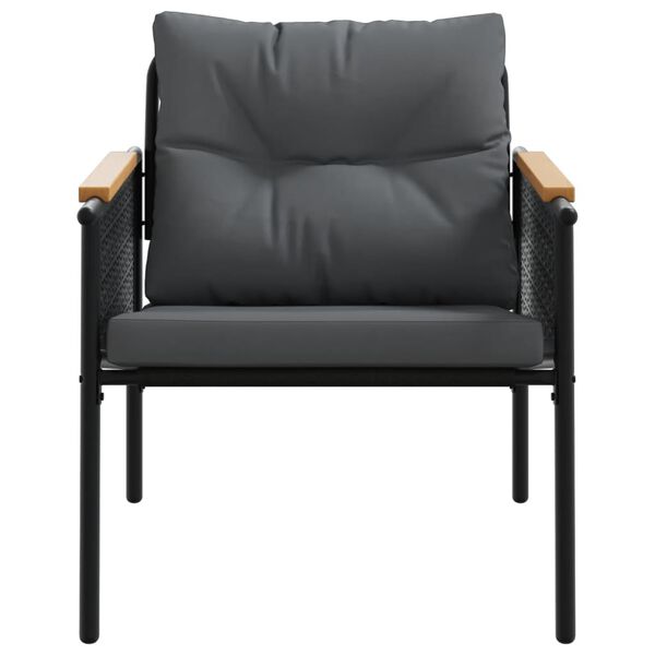 vidaXL 3 Piece Balcony Furniture Set with Cushions Black Steel