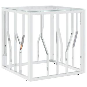 vidaXL Coffee Table Silver 50x50x50 cm Stainless Steel and Glass