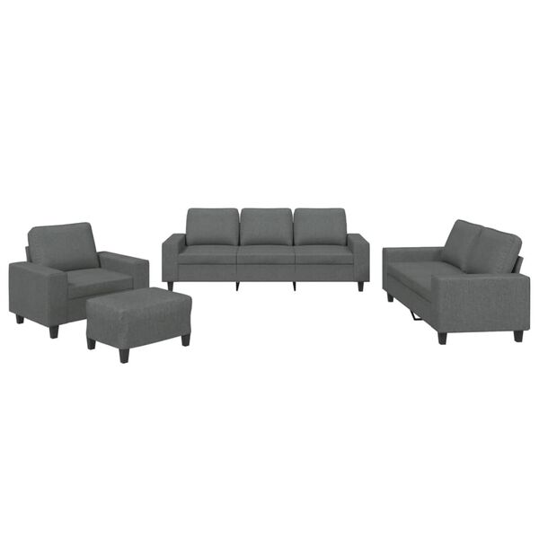 vidaXL 4 Piece Sofa Set Dark Grey Fabric
