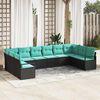 vidaXL Garden Sofa Set 10 pcs Black and Turquoise Poly Rattan