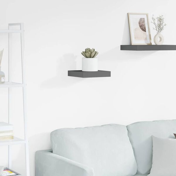 vidaXL Floating Wall Shelf High Gloss Grey 23x23.5x3.8 cm MDF