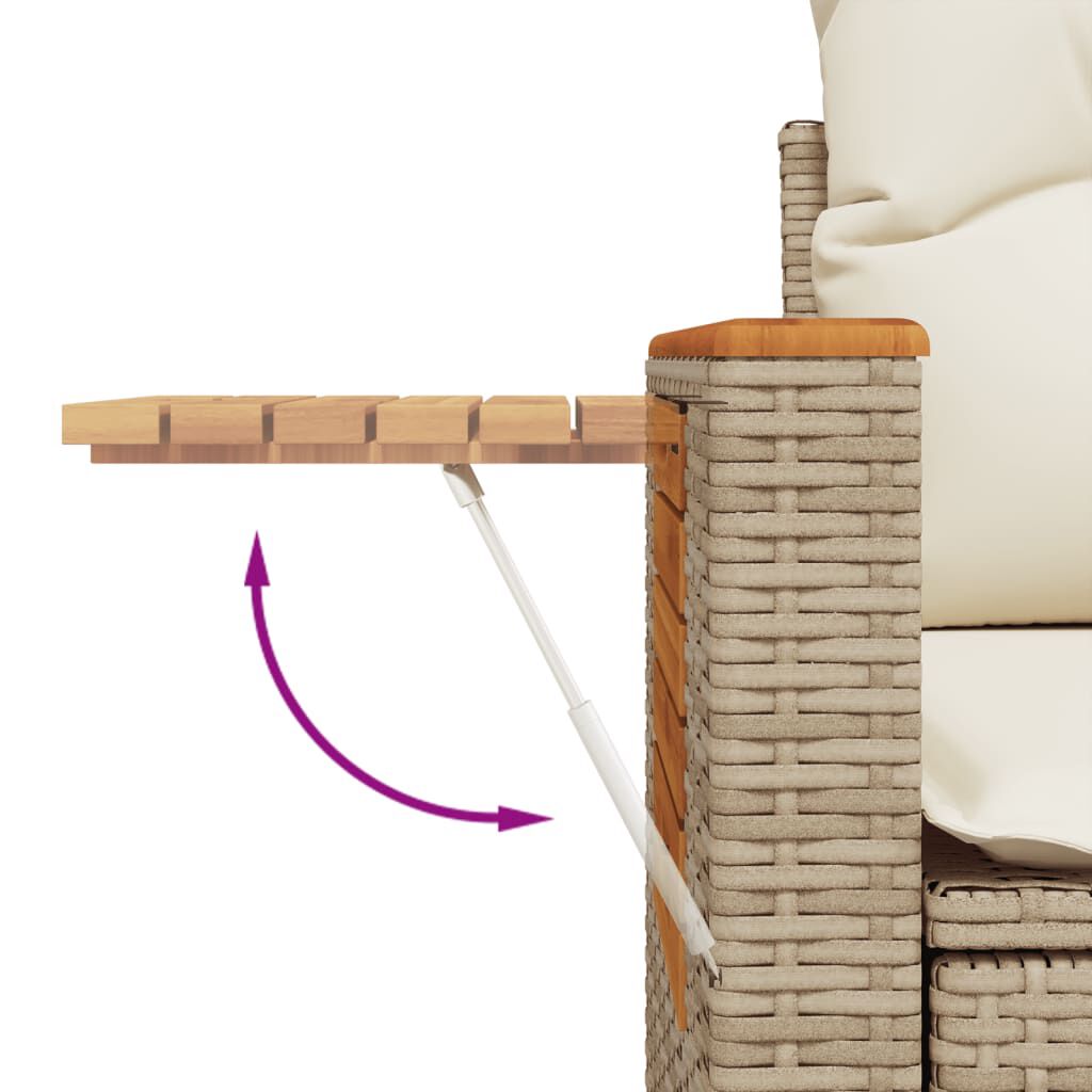 vidaXL Garden Sofa with Cushions 2-Seater Beige Poly Rattan