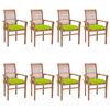 vidaXL Dining Chairs 8 pcs with Bright Green Cushions Solid Teak Wood