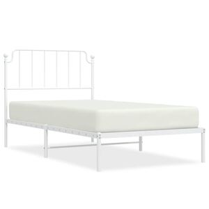 vidaXL Metal Bed Frame without Mattress with Headboard White 100x190cm