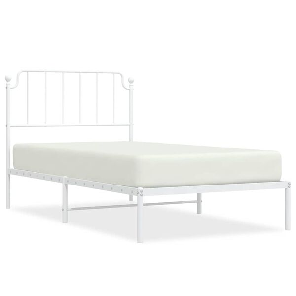 vidaXL Metal Bed Frame without Mattress with Headboard White 100x190cm