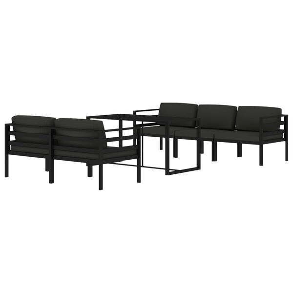 vidaXL 6 Piece Garden Lounge Set with Cushions Aluminium Anthracite
