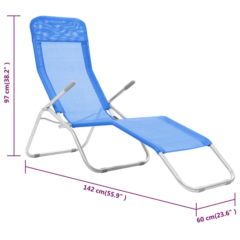 vidaXL Folding Sun Loungers 2 pcs Textilene Blue