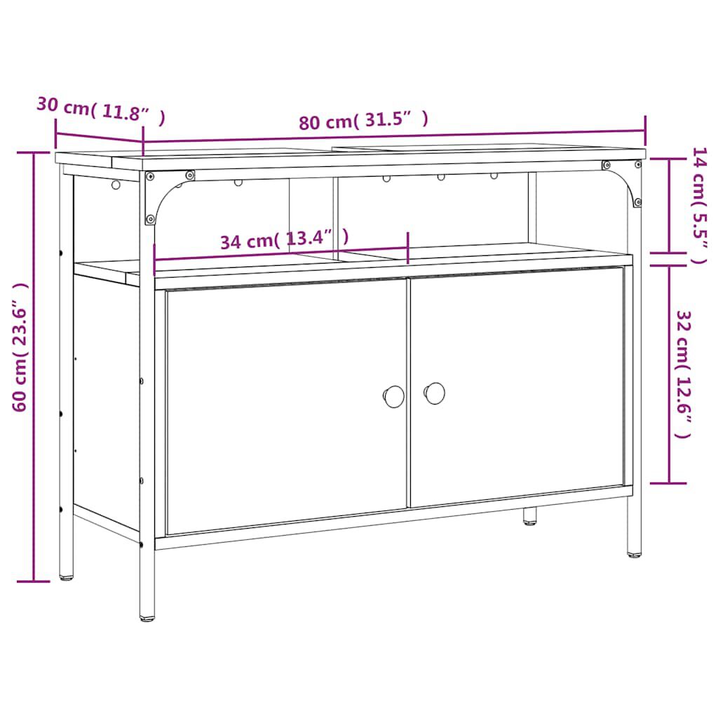vidaXL Bathroom Sink Cabinet Black 80x30x60 cm Engineered Wood
