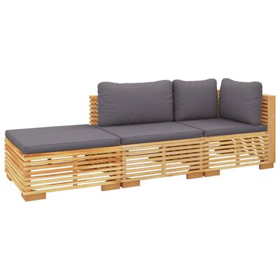 vidaXL 3 Piece Garden Lounge Set with Cushions Solid Wood Teak