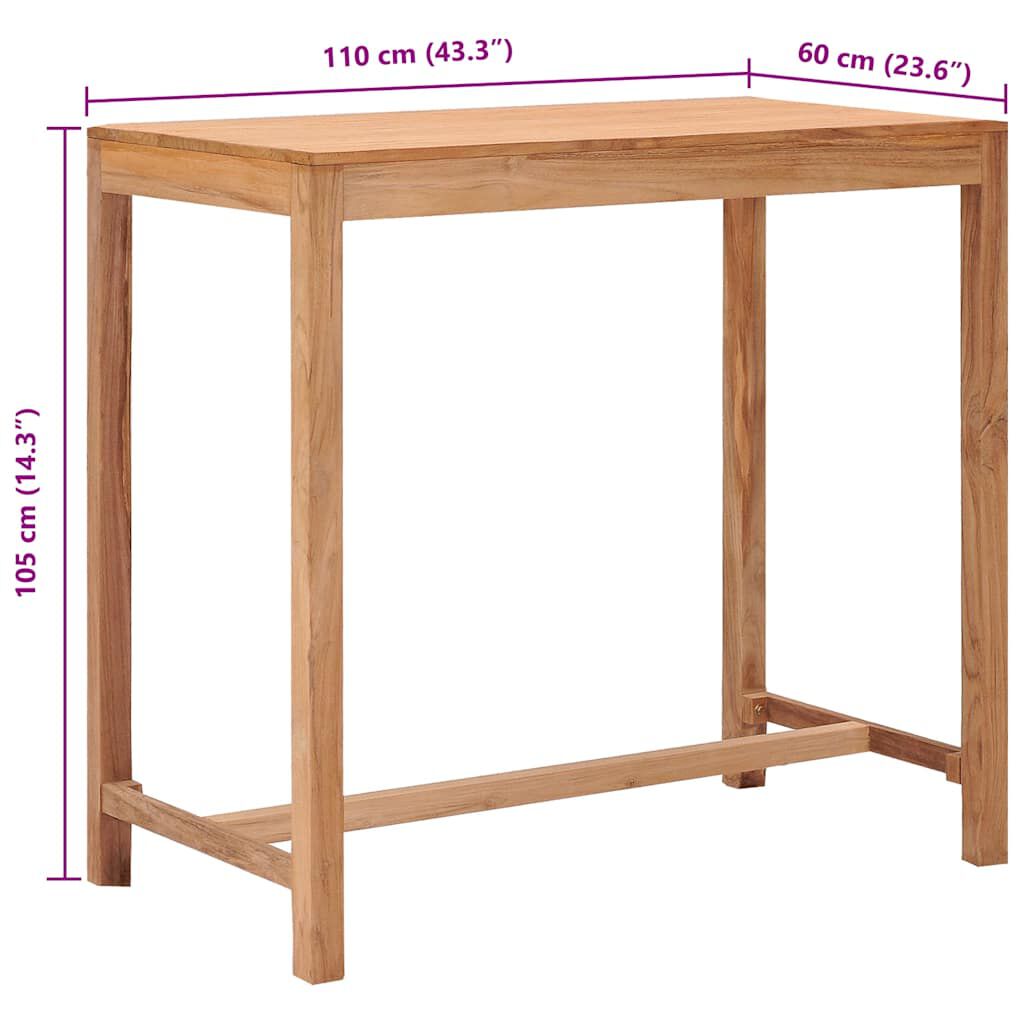 vidaXL Garden Bar Table 110x60x105 cm Solid Teak Wood