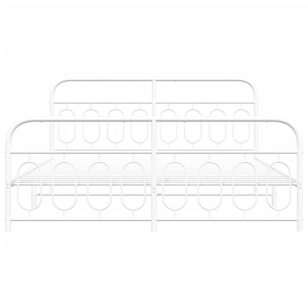 vidaXL Metal Bed Frame without Mattress with Footboard White 193x203cm