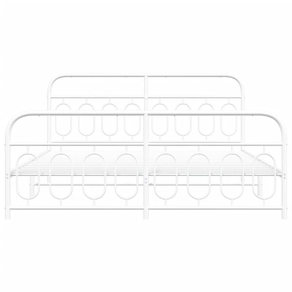 vidaXL Metal Bed Frame without Mattress with Footboard White 193x203cm