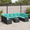 vidaXL Garden Sofa Set 10 pcs Black and Turquoise Poly Rattan