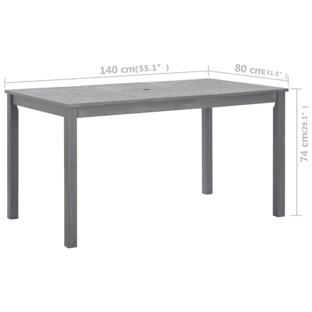 vidaXL 5 Piece Outdoor Dining Set Grey Solid Acacia Wood