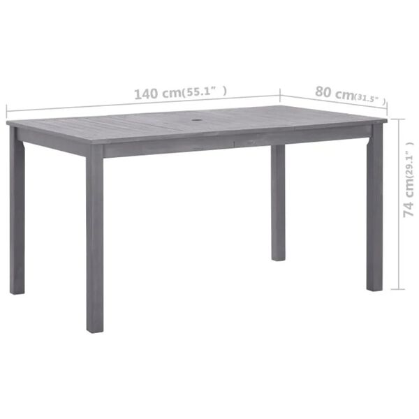vidaXL 5 Piece Outdoor Dining Set Grey Solid Acacia Wood