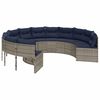 vidaXL Garden Sofa with Table and Cushions Round Grey Poly Rattan