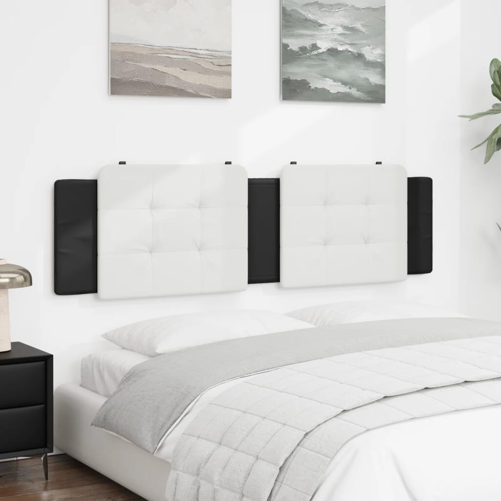 vidaXL Headboard Cushion "Zadar" White and Black 183 cm King Faux Leather