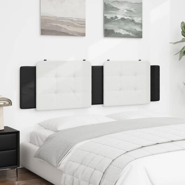 vidaXL Headboard Cushion "Zadar" White and Black 183 cm King Faux Leather