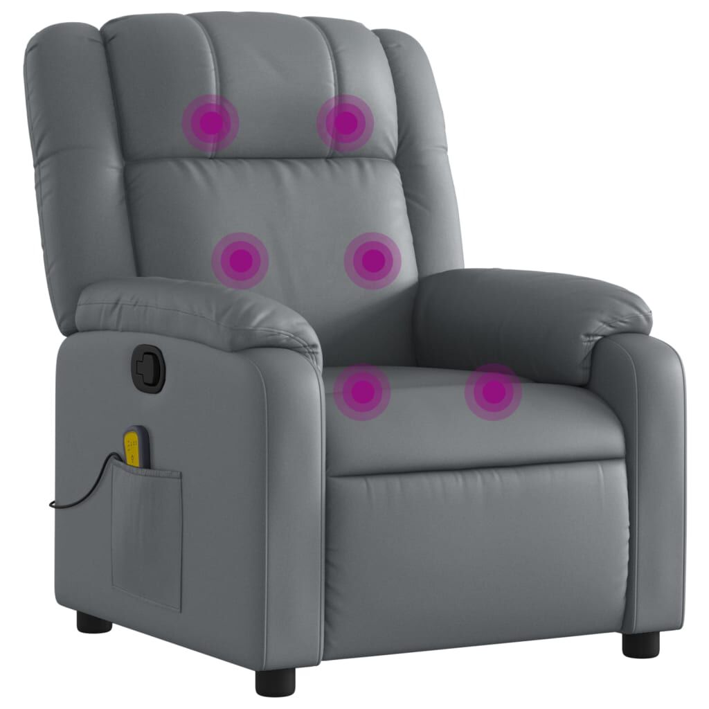 vidaXL Massage Recliner Chair Grey Faux Leather