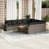vidaXL 11 Piece Garden Sofa Set with Cushions Grey Poly Rattan