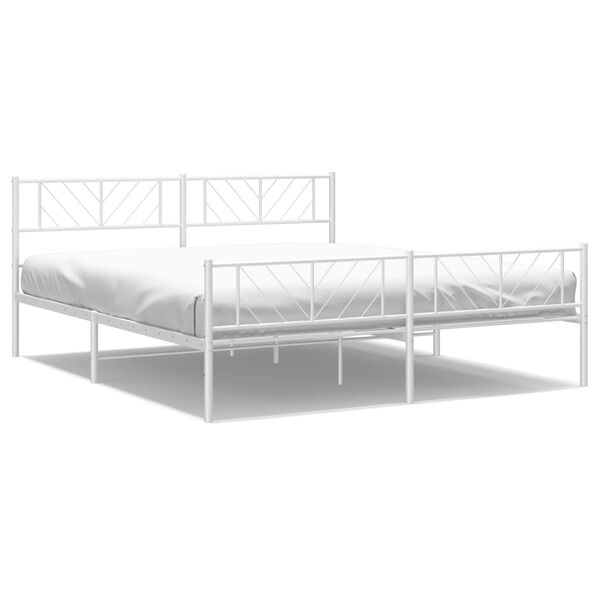 vidaXL Metal Bed Frame without Mattress with Footboard White 183x213cm