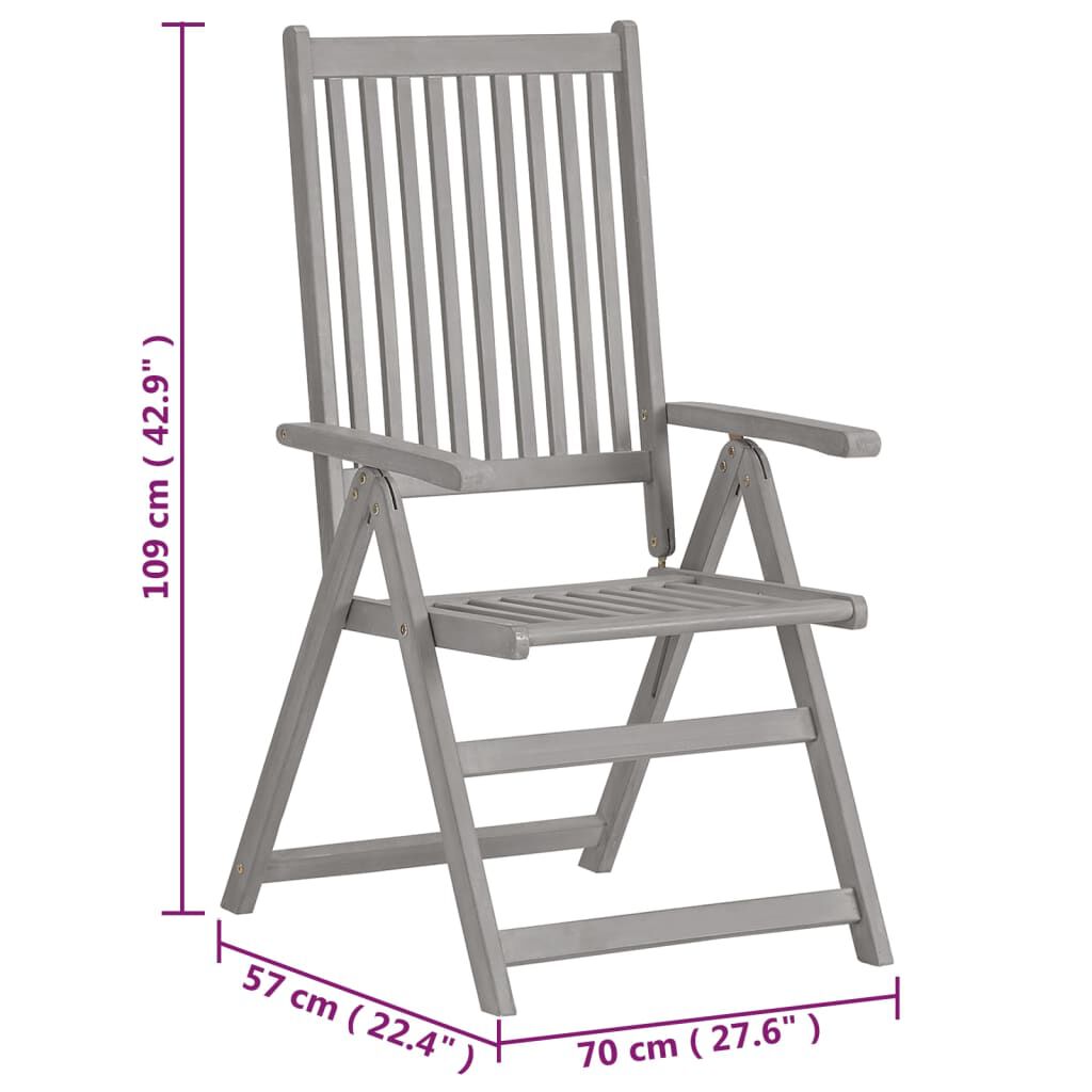 vidaXL 7 Piece Garden Dining Set Solid Acacia Wood Grey