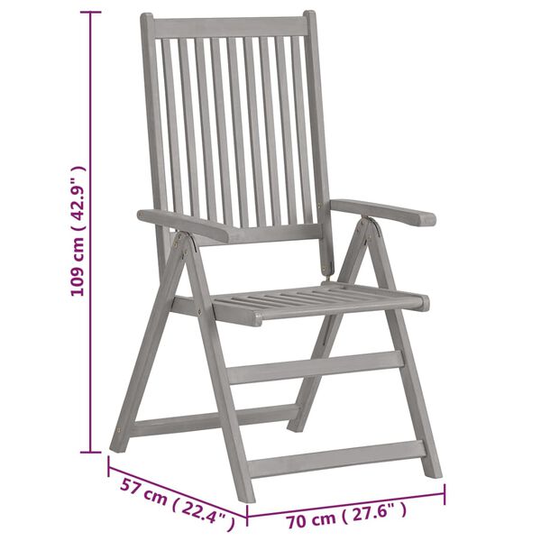 vidaXL 7 Piece Garden Dining Set Solid Acacia Wood Grey