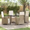 vidaXL Garden Dining Set with Cushion 5 pcs Beige Poly Rattan