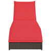 vidaXL Folding Sun Lounger with Cushion and Storage Brown Poly Rattan