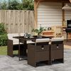 vidaXL 5 Piece Garden Dining Set with Cushions Brown Poly Rattan