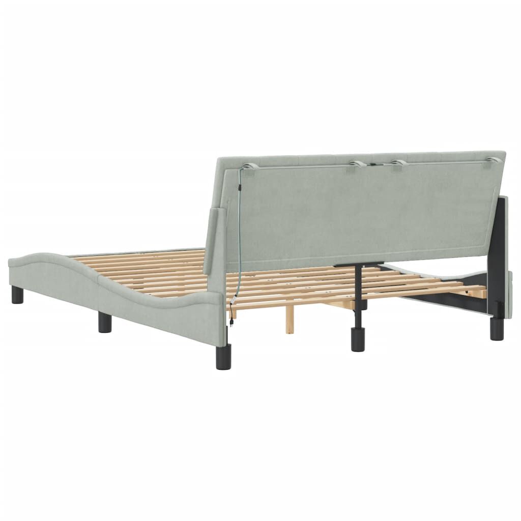 vidaXL Bed Frame without Mattress "Hanko" Light Grey 137x190 cm Double Velvet