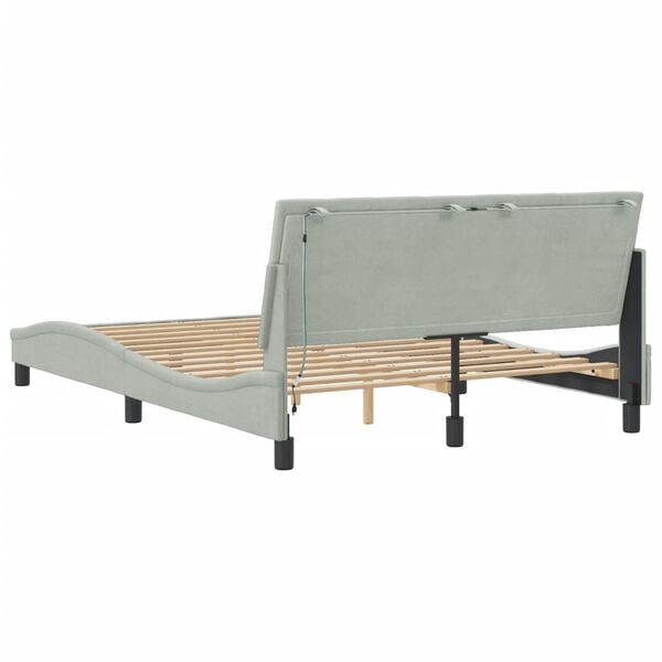 vidaXL Bed Frame without Mattress "Hanko" Light Grey 137x190 cm Double Velvet