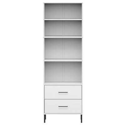 vidaXL Bookcase with 2 Drawers White 60x35x180 cm Solid Wood OSLO