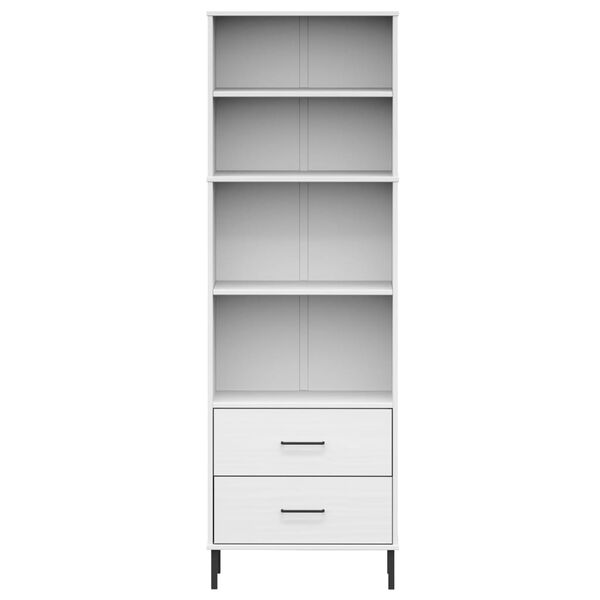 vidaXL Bookcase with 2 Drawers White 60x35x180 cm Solid Wood OSLO
