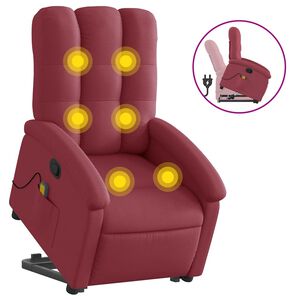 vidaXL Stand up Massage Recliner Chair Wine Red Fabric