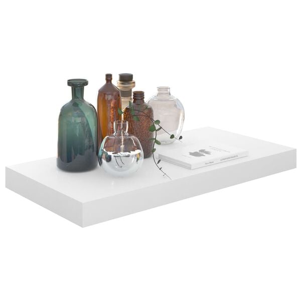 vidaXL Floating Wall Shelves 2 pcs High Gloss White 50x23x3.8 cm MDF