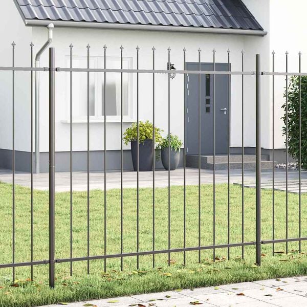 vidaXL Garden Fence Grey 1.7 x 1.5 m Powder-coated Steel