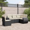 vidaXL 5 Piece Garden Sofa Set with Cushions Black Poly Rattan