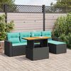 vidaXL 6 Piece Garden Sofa Set with Cushions Black Poly Rattan