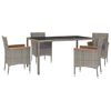 vidaXL 5 Piece Garden Dining Set with Cushions Grey Poly Rattan