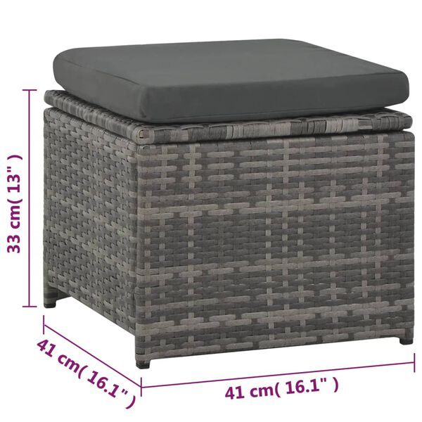 vidaXL 6 Piece Garden Lounge Set with Cushions Poly Rattan Grey