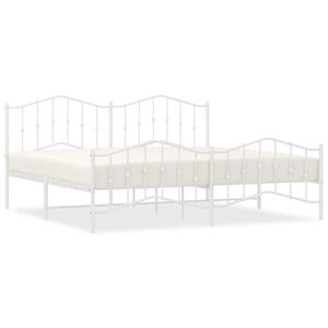 vidaXL Metal Bed Frame without Mattress with Footboard White 193x203cm