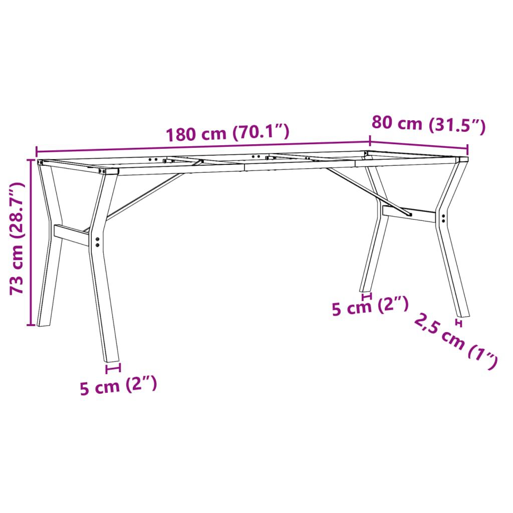vidaXL Dining Table Legs Y-Frame 180x80x73 cm Steel